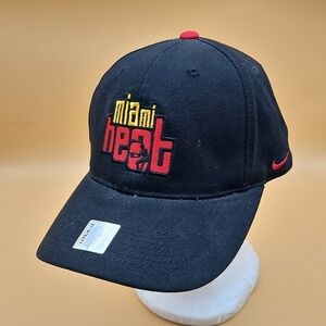 Vintage Miami Heat Hat Cap Nike One Size Adjustable NBA Y2K Black Red